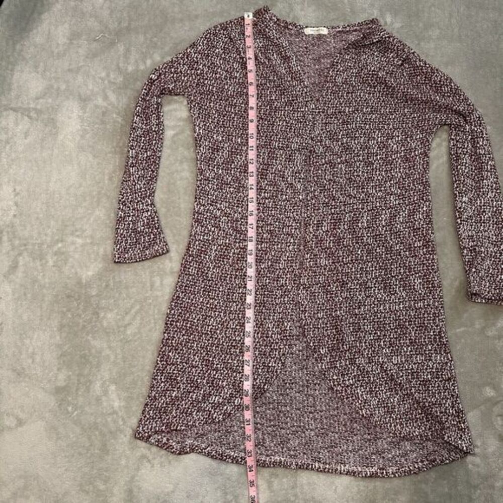 Promesa Open Front Cardigan Women Sz M Red White Black Marled Knit Layering Boho - Picture 7 of 12
